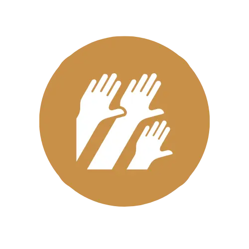 Hands up symbol- - to note social outreach